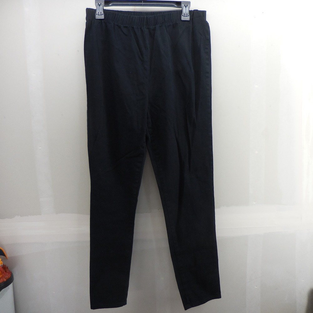 Cabin Creek Womens Black Elastic Waist Pull On Straight Leg Stretch Pants Large